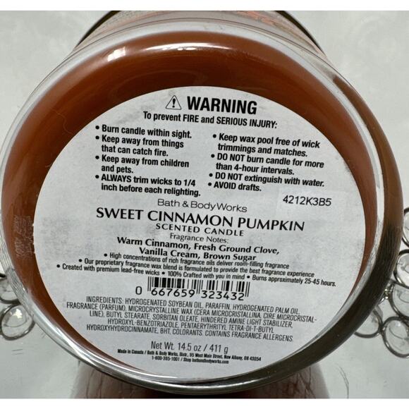 New Bath & Body Works Candle- Sweet Cinnamon Pumpkin - Large 3 Wick -2024 - Picture 5 of 5